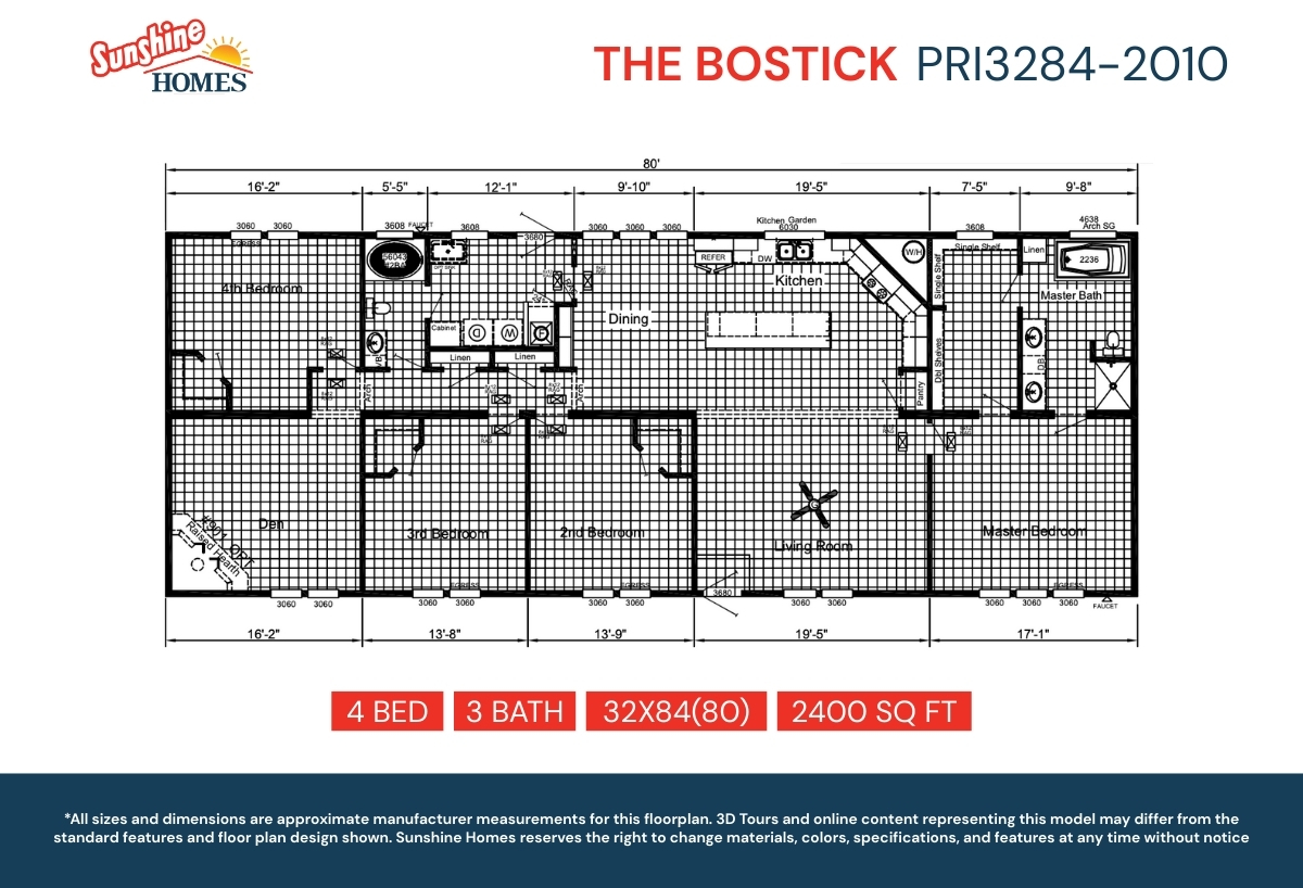Prime The Bostick PRI3284-2010 (3Bath) For Sale by Steve's Home Center